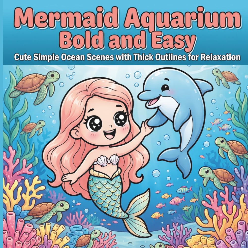 Mermaid Aquarium Bold and Easy: Cute Simple Ocean Scenes with Thick Outlines for Relaxation (Y's BOX)