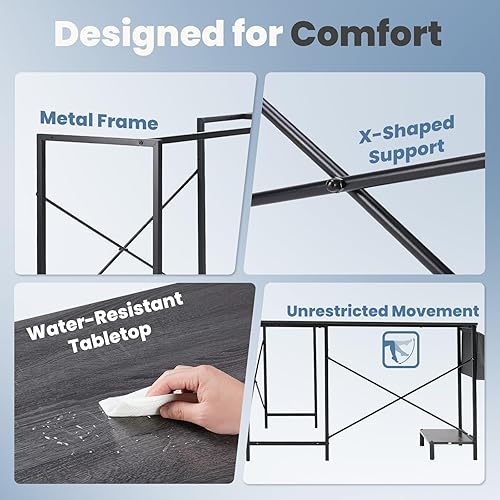 Miniatura 7 de DUMOS Escritorio en forma de L para computadora de escritorio, mesa de esquina para juegos de 50 pulgadas, oficina en casa, mesa de escritura,