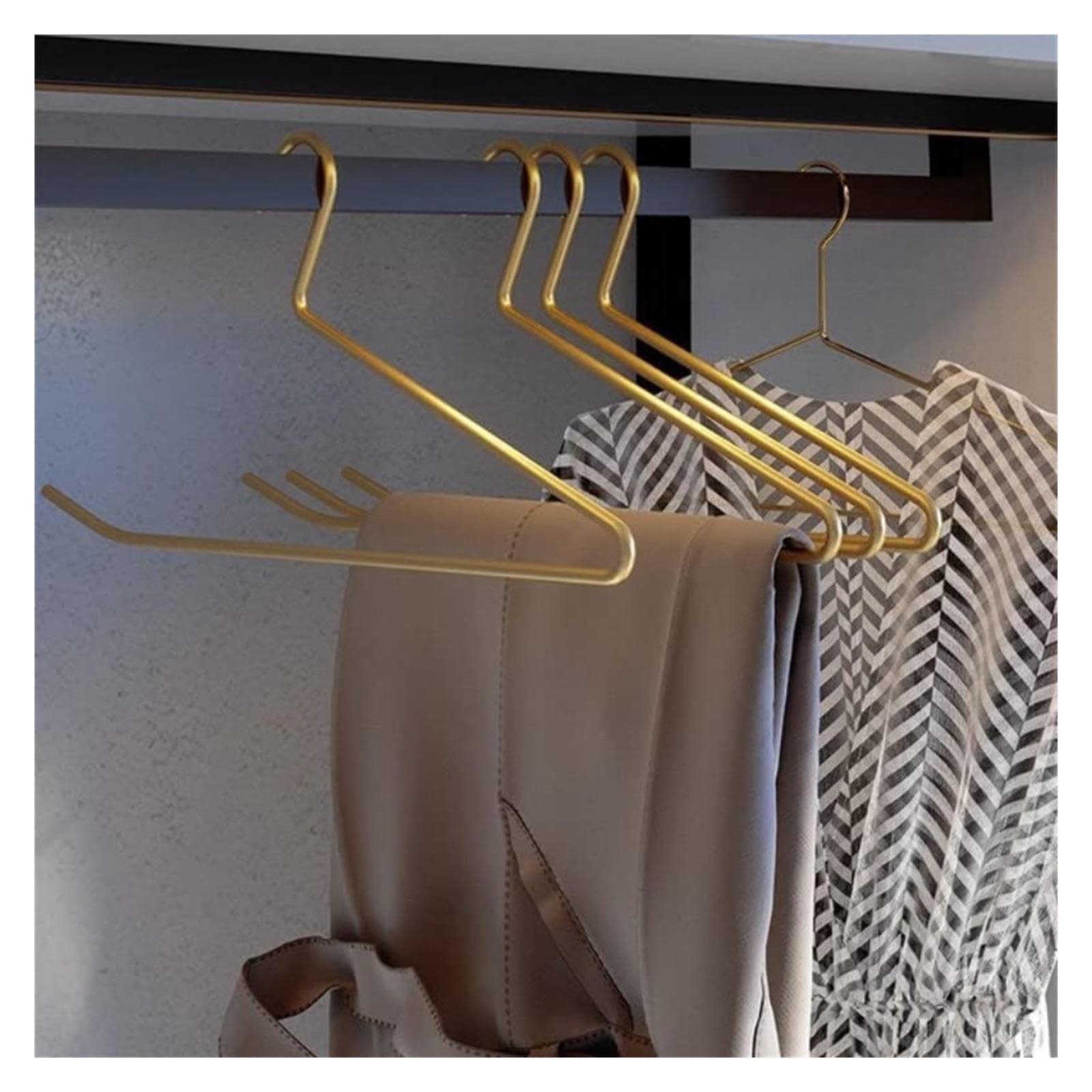 5 Stück goldene Hosenbügel aus Aluminiumlegierung, platzsparender L-förmiger Schrank-Organizer for die Aufbewahrung von Kleidung