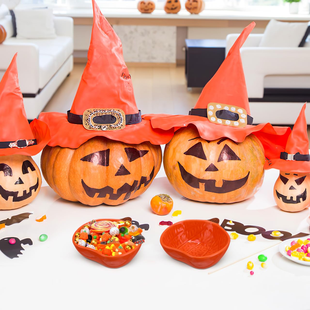 DOITOOL Lot de 2 petits ramequins en céramique en forme de citrouilles pour la pâtisserie, les citrouilles