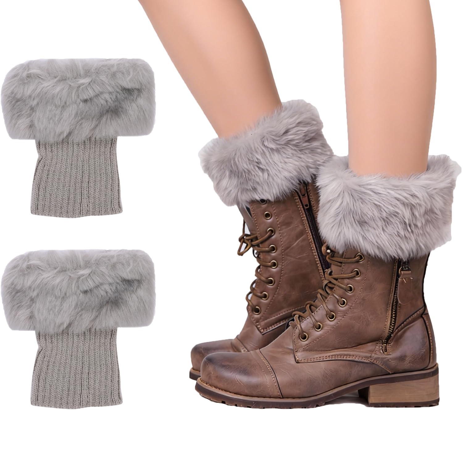 ITODA Women's Winter Warm Leg Warmers Crochet Knitted Boot Cuff Socks Short Boot Cuff Cover Soft Stretchy Twist Leg Warmer Ladies Girls Boot Socks Topper Cuff Knit Socks Ankle Warmers-1 Pairs