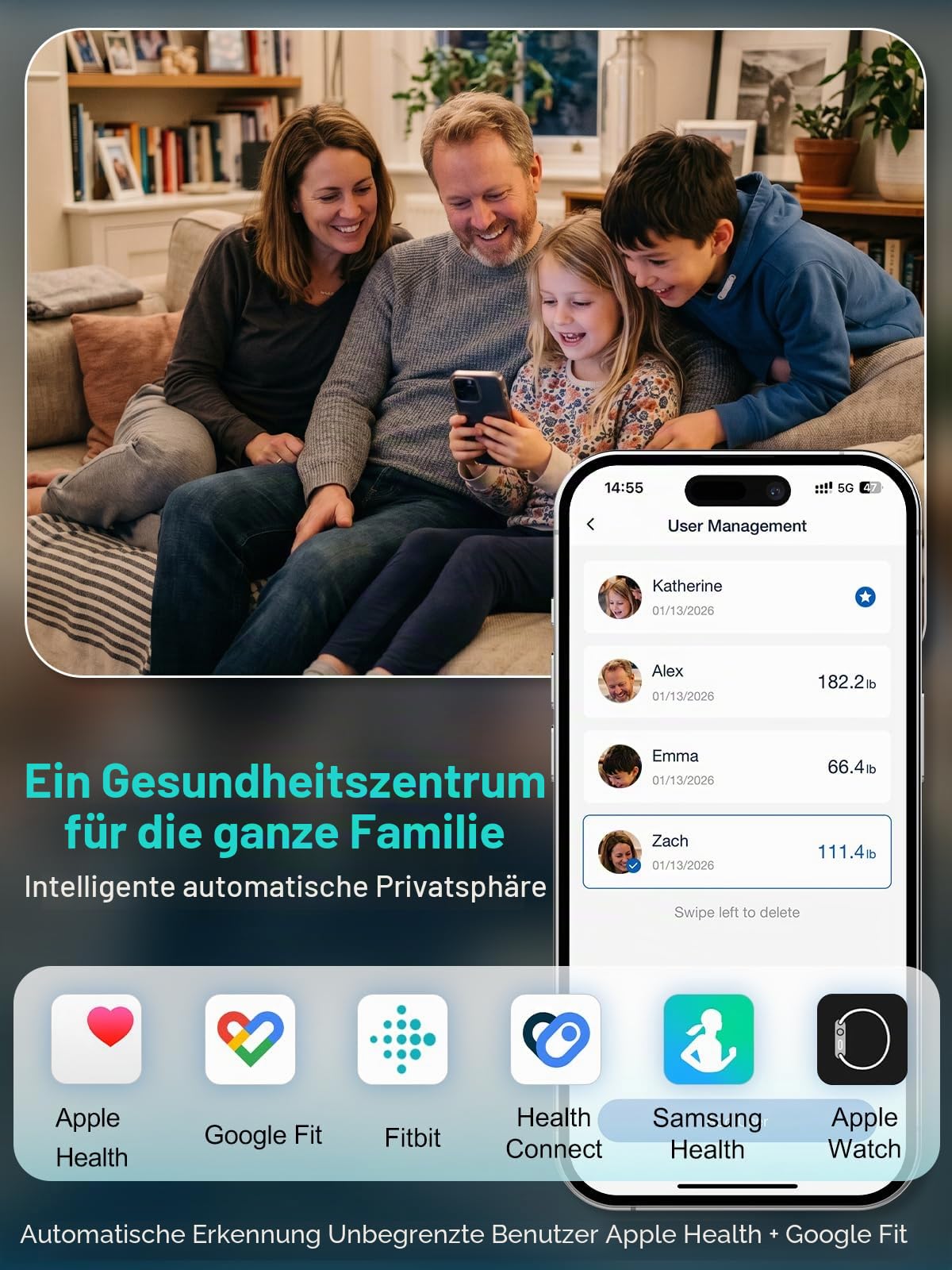 arboleaf Körperfettwaage 8 Elektrode mit Abnehmbares Display 50 Körpermaße | Körperanalysewaage mit Handsensoren & App, Smart Waage für Körperfett, Muskelmasse, BMI bis zu 180kg/400 lbs, CS10P