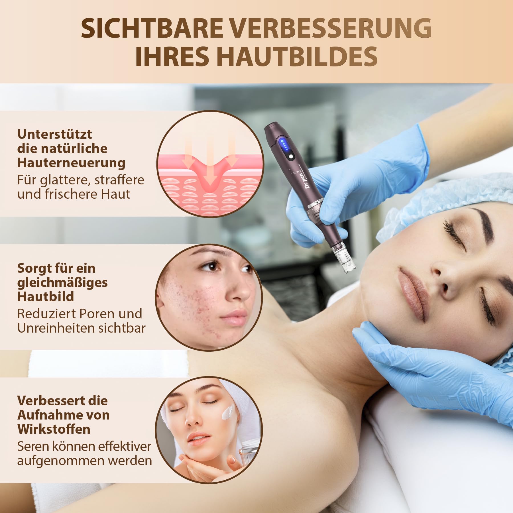 P-Beauty -Ultima A10 Microneedling Gerät, Derma Pen kabellos, USB-C, 5 Stufen, 0-2,5mm, inkl. 2 Kartuschen Anti Aging, Anti Falten, Gesichtspflege, Hautpflege für Hautbild & Poren