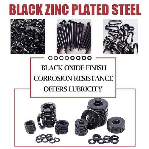 Miniatura 5 de Hilitchi Juego surtido de 640 piezas 8 tamaños de acero aleado de arandela plana y arandela de bloqueo - Tamaño incluido M2 M2.5 M3 M4 M5 M6 M8 M10