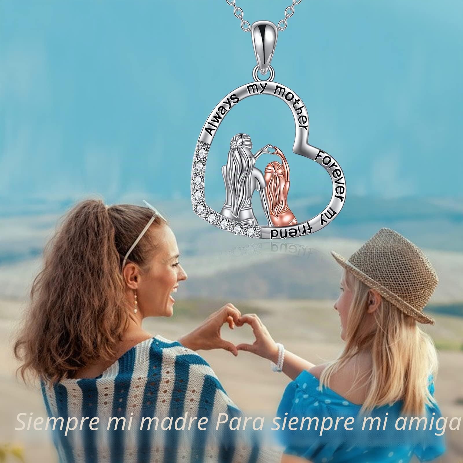 YAFEINI Collar de Mamá Plata de ley Madre Colgante Collar Joyas Día de la Madre Cumpleaños Aniversario de Regalos para Mamá Madre Hija