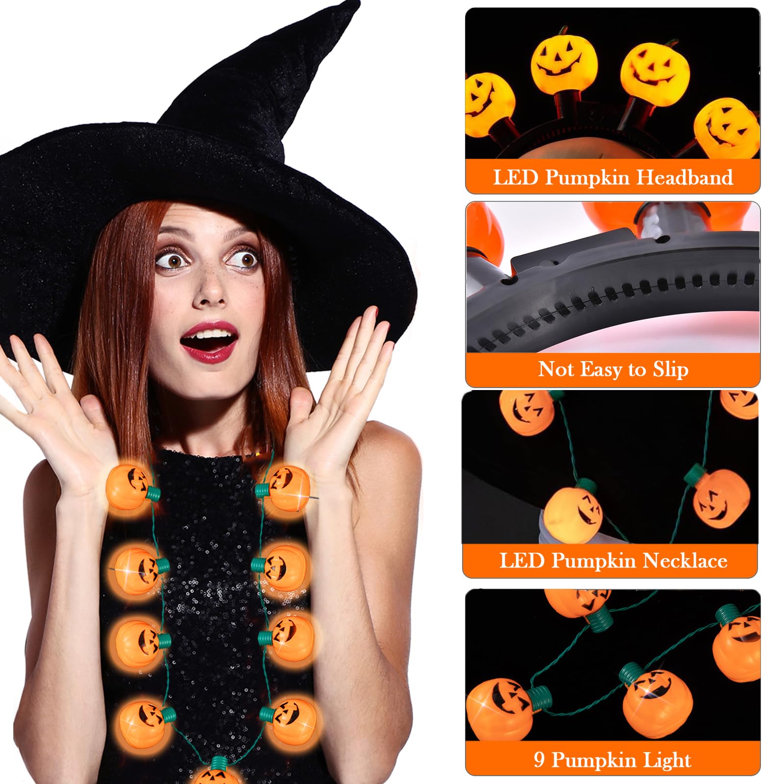 Hifot 2 Pièces LED Serre Tete Noel Lumineux LED Collier Lumineux Noel