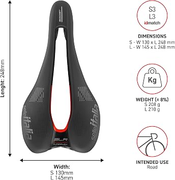 Selle Italia SLR Boost KC TM Superflow - Fahrradsattel mit klassischem SLR-Design, bequemer Rennradsattel aus Gel und Superflow-Loch, Chrom-Mangan- Rahmen