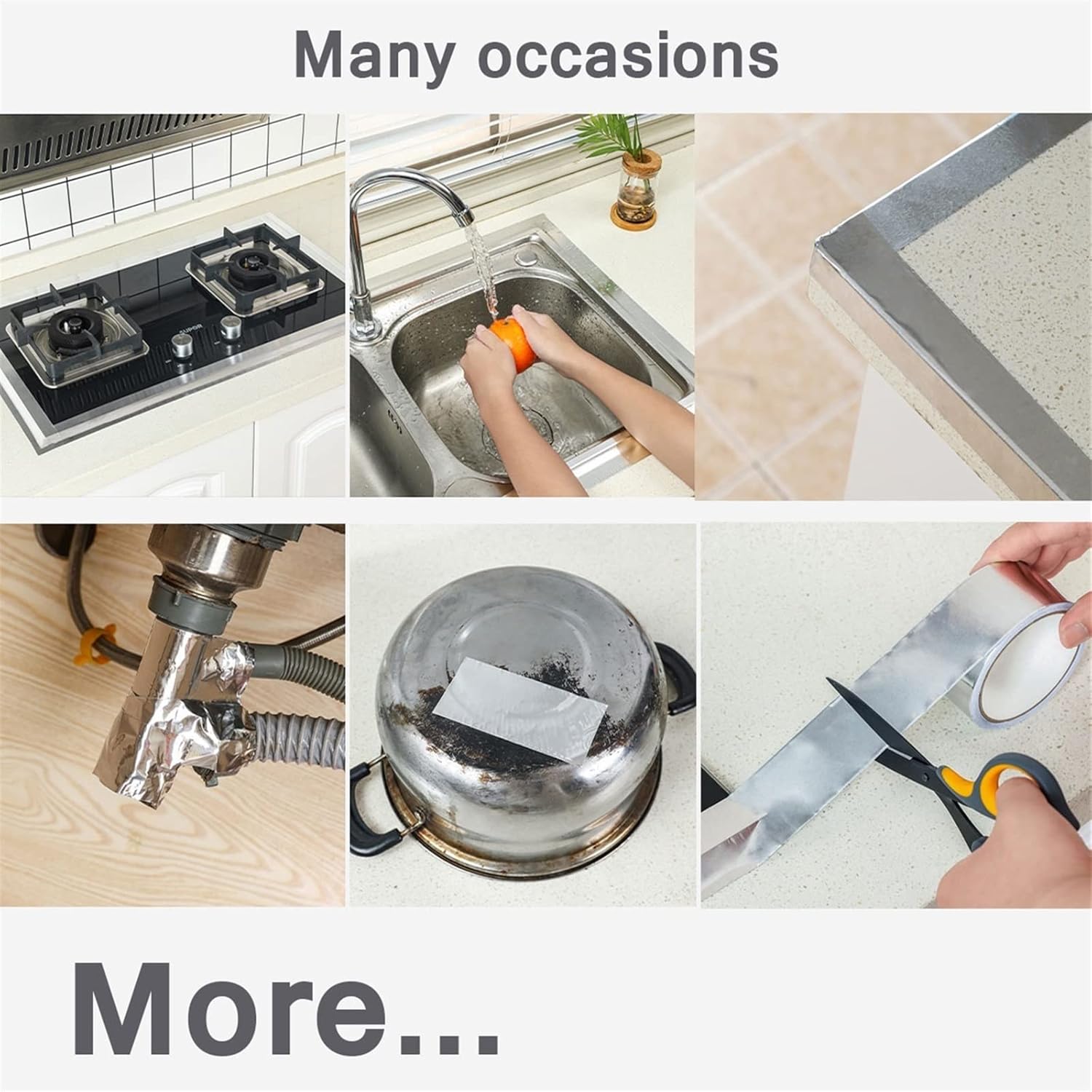 32.8ft Waterproof Aluminum Foil Tape Caulk Strip Tape Adhesive Kitchen Sink Strip, Oil-Proof Decorative Sealing Tape, Wall Edge Protector, Ceramic Tile Gap Tape for Cooktop, Sink, Toilet, Bathroom (C : Industrial & Scientific