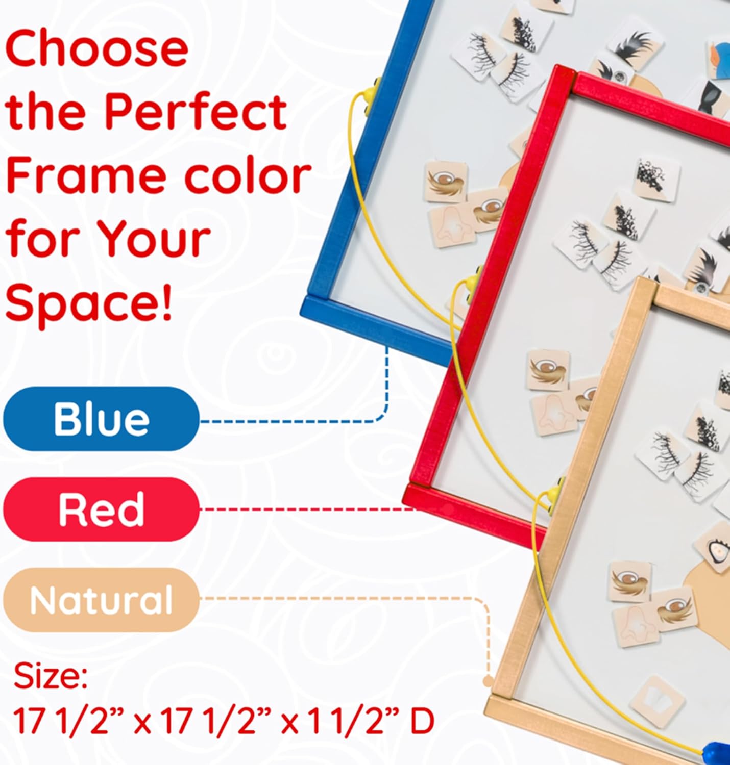 Magnetic Toddler Activity Wall Panel Toy – Interactive Wall Busy Board – Melamine Frame & Acrylic Panel with 2 Wands – Easy Installation, No Loose Pieces, Easy-to-Clean – Funny Face