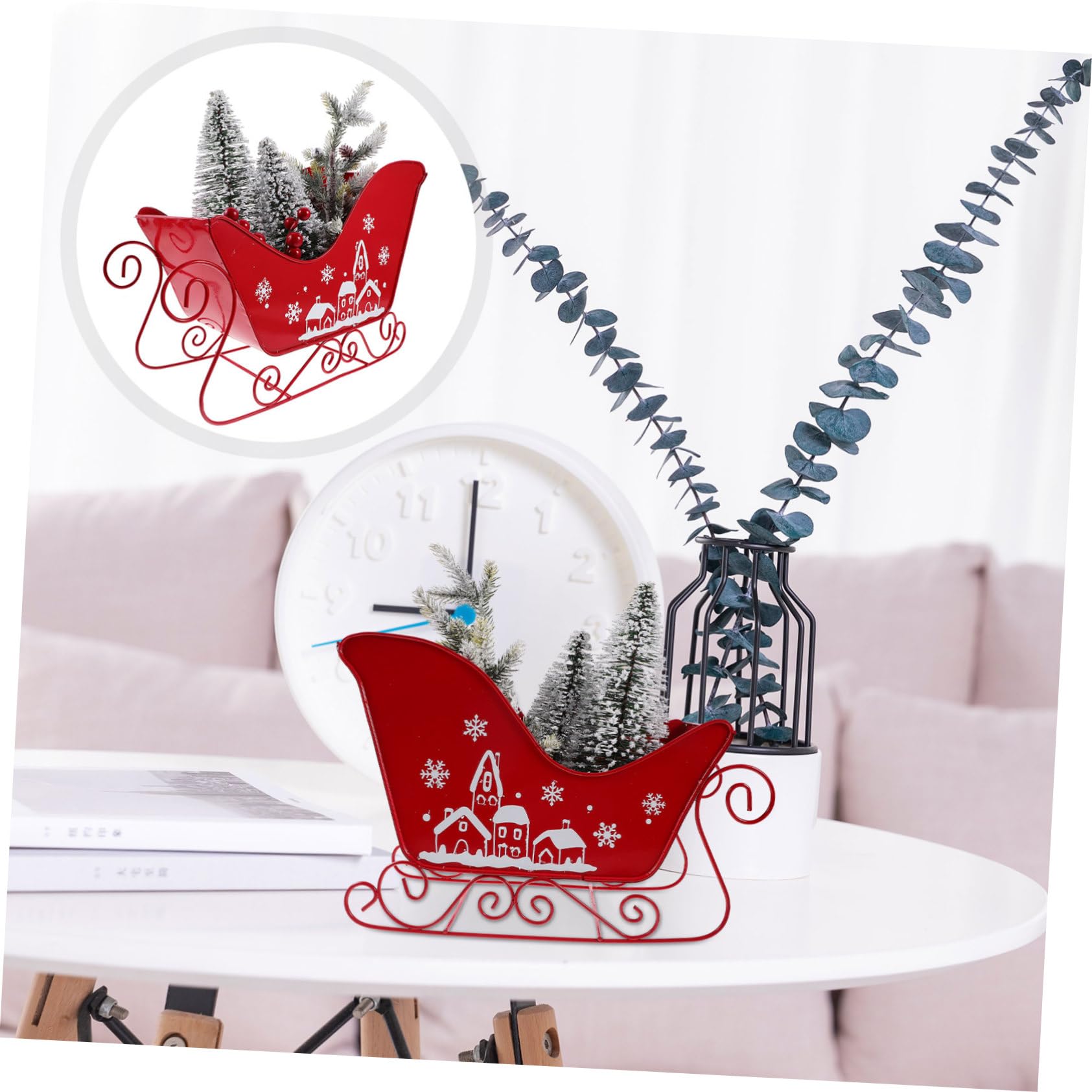 Cabilock Slitta Natalizia Resistente Decorazione da Tavolo per Feste di Natale Ornamento Tema Natalizio per Casa