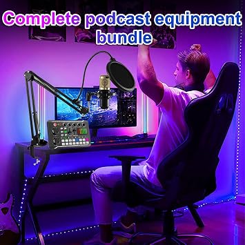 Podcast Equipment Bundle, Streaming Mic with Microphone for Gamer