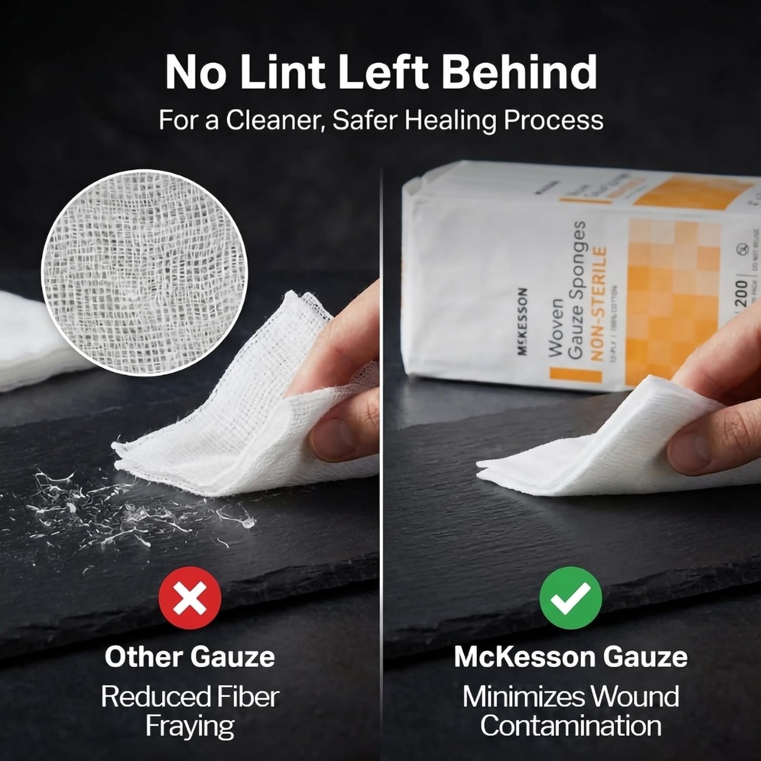 McKesson Non-Sterile Woven Gauze Pads 4x4 Inch [2000 Count] - 12-Ply 100% Cotton Breathable Woven Gauze Sponges for Wound Care & First Aid Medical Supplies