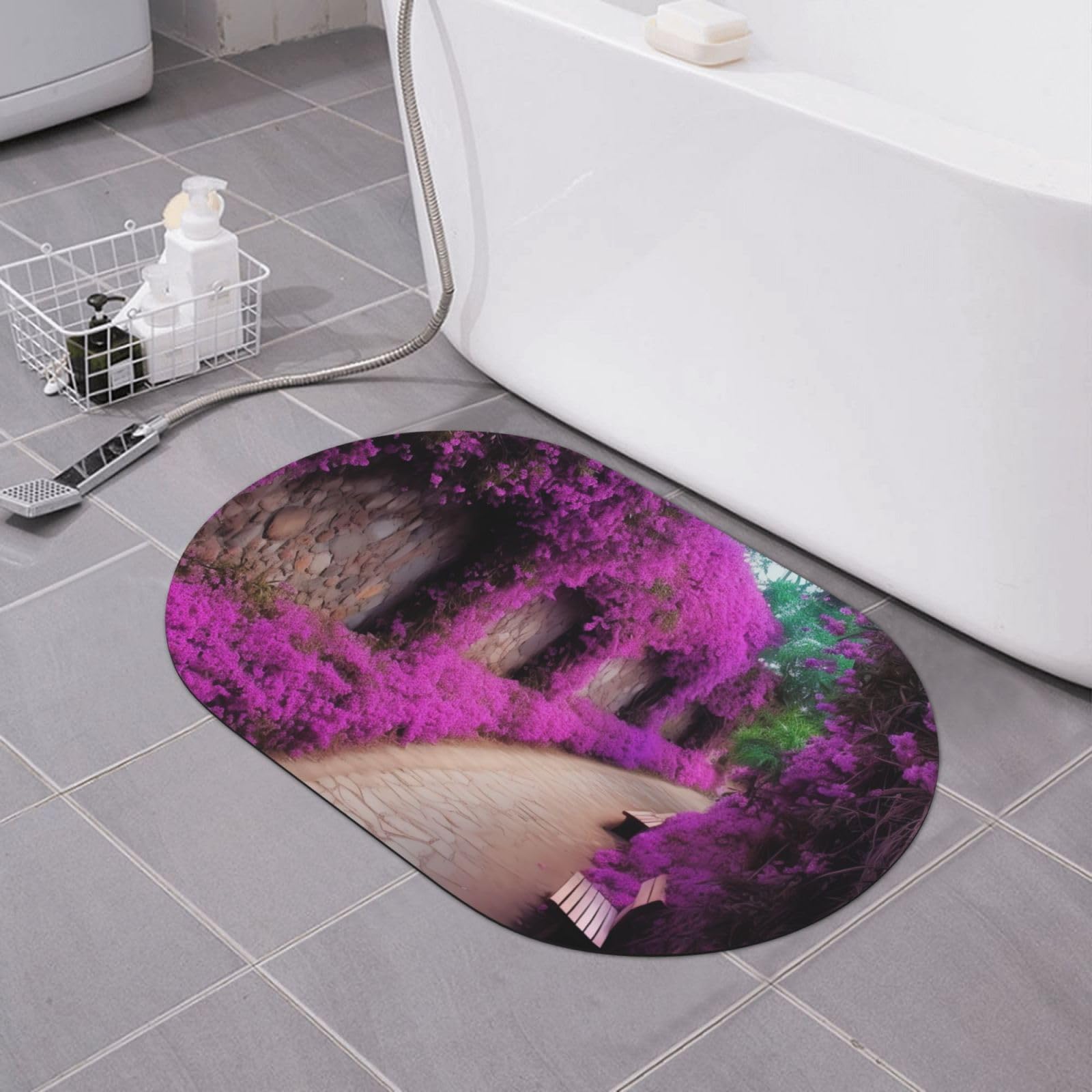 Paillasson antidérapant violet contre les sols mouillés de salle de bain