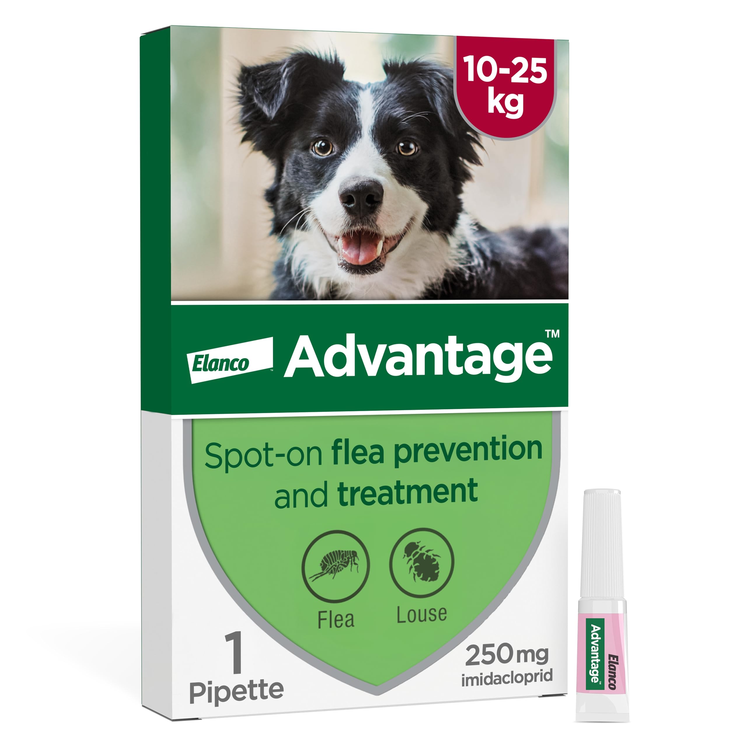 Spot On Flea Treatment For Large Dogs 10 - 25kg (1 pipette, 250mg), Kills Fleas Within 24 Hours, Prevents Further Infestation For Up To Four Weeks