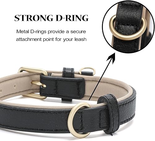 Miniatura 10 de Tanpie - collar clásico para perro de piel auténtica suave y transpirable, impermeable, para perros grandes y medianos pequeños