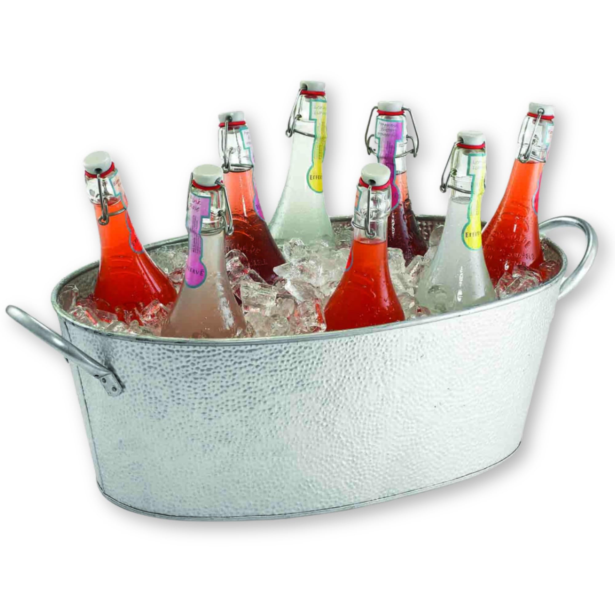 Galvanized Collection - Bañera ovalada para bebidas, 22.8 x 12.5 x 7.4 pulgadas