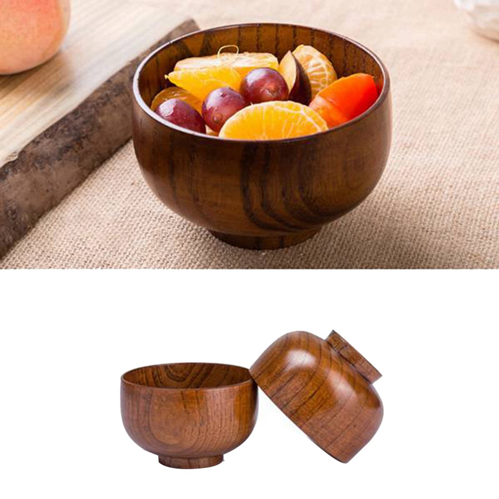 12 Piezas de de Madera para Servir Vajilla para Arroz, Sopa, Salsa, Café, Té, Decoración, Ensaladera de Madera, Juego de Cubiertos de Cocina