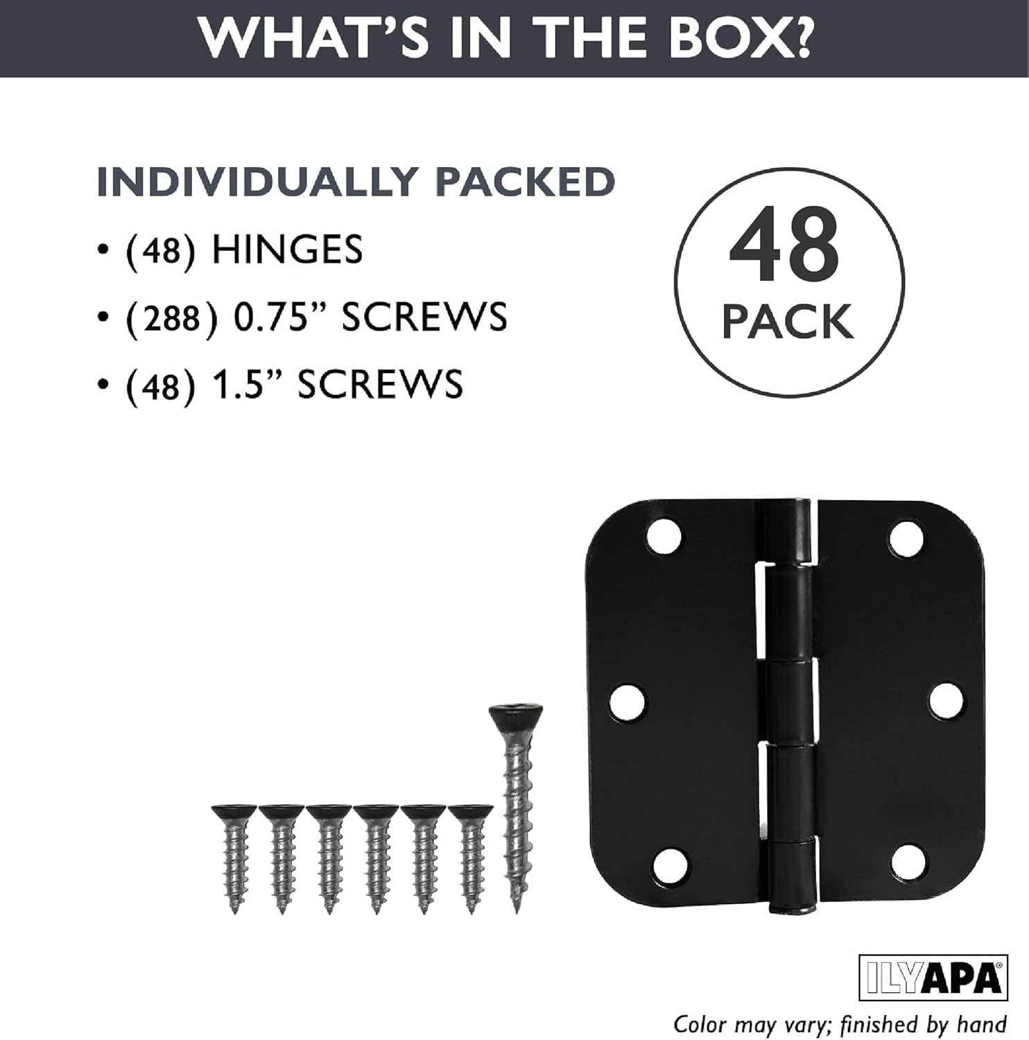 Blасk Frіdау - 50% оƒƒ Ilyapa 48 Pack Door Hinges Black - 3.5 x 3.5 Inch Flat Black Interior Hinges for Doors with 5/8 Radius Corners