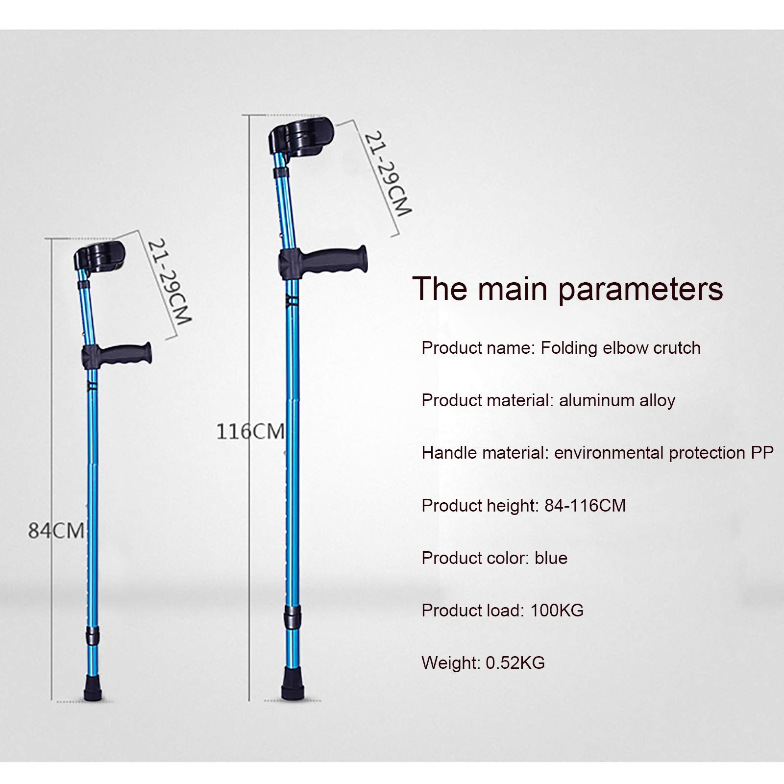 Muletas plegables, Codo plegable para muletas, Aleación de aluminio, Codo, Muleta para antebrazo Muletas para codos Plegable Ultraligero Asistencia de aluminio Ajustable en altura con mango cómodo 1