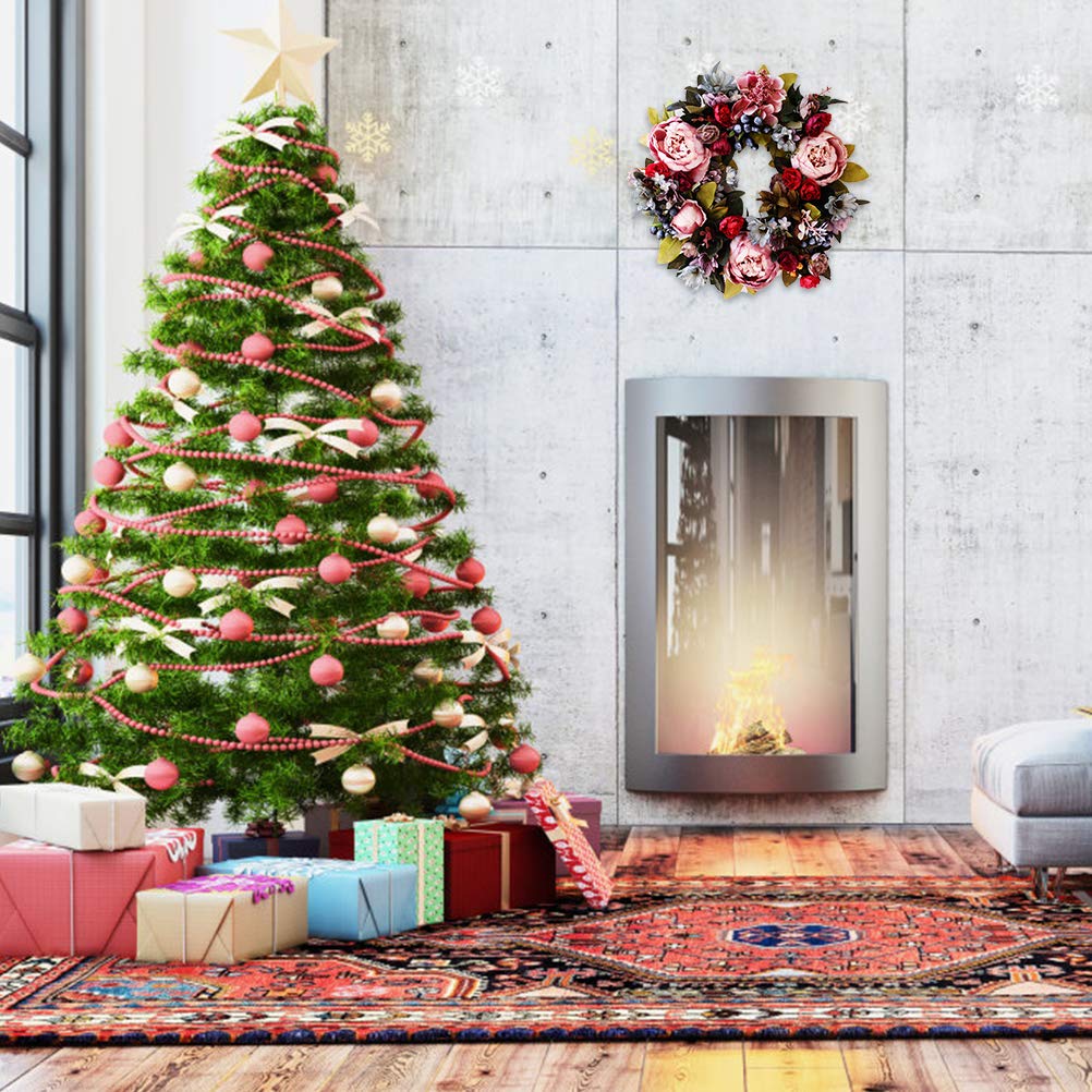 Weihnachts-Pfingstrosen-Kranz, Elegante Handgefertigte Künstliche Girlande für Tür, Wand, Heimdekoration für Familie, Freunde, Hochzeit, Party