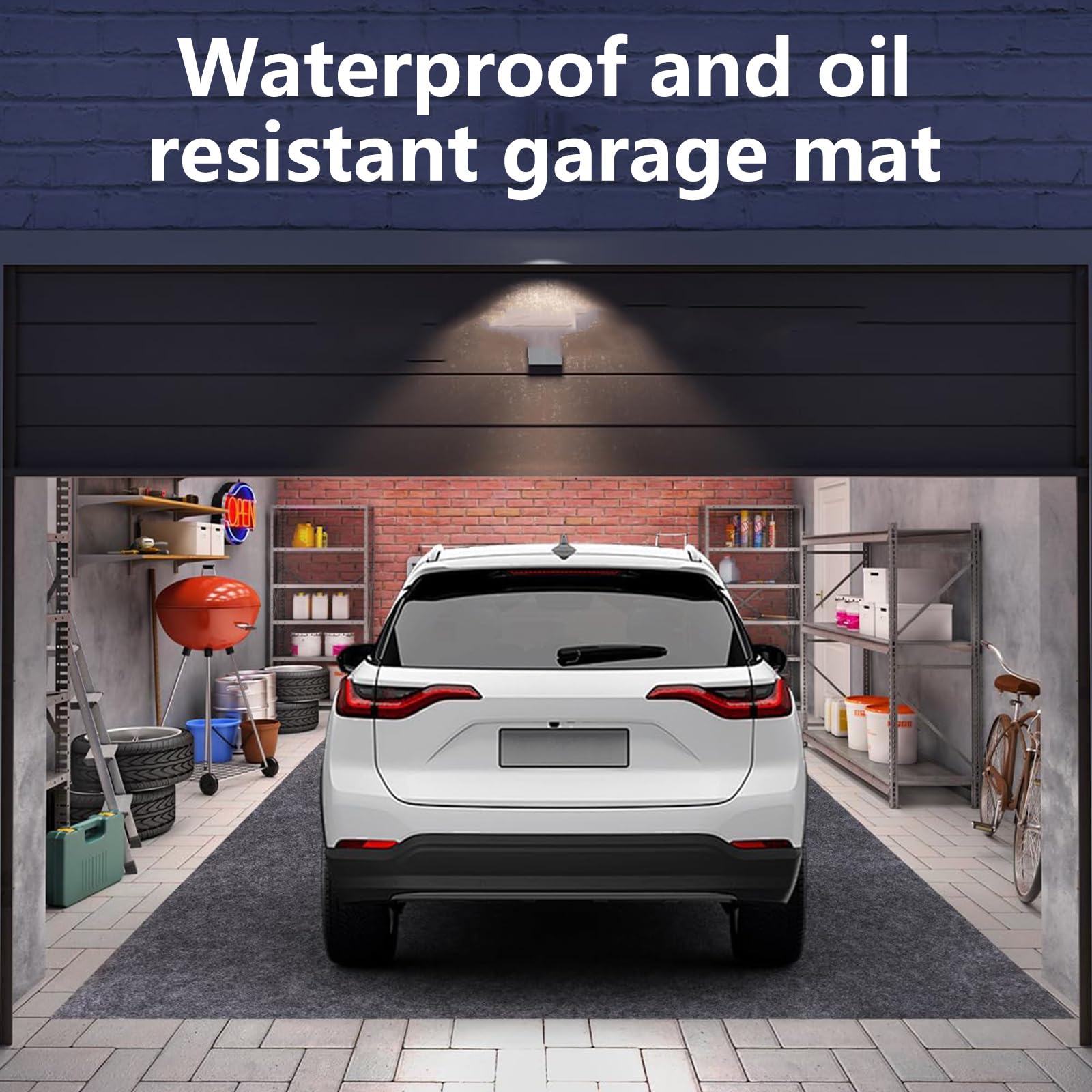 Tapis de sol de garage absorbant et résistant à l'huile, 91,4 x 152,4 cm, fabriqué à partir de feutre robuste pour l'entretien de voiture et de moto