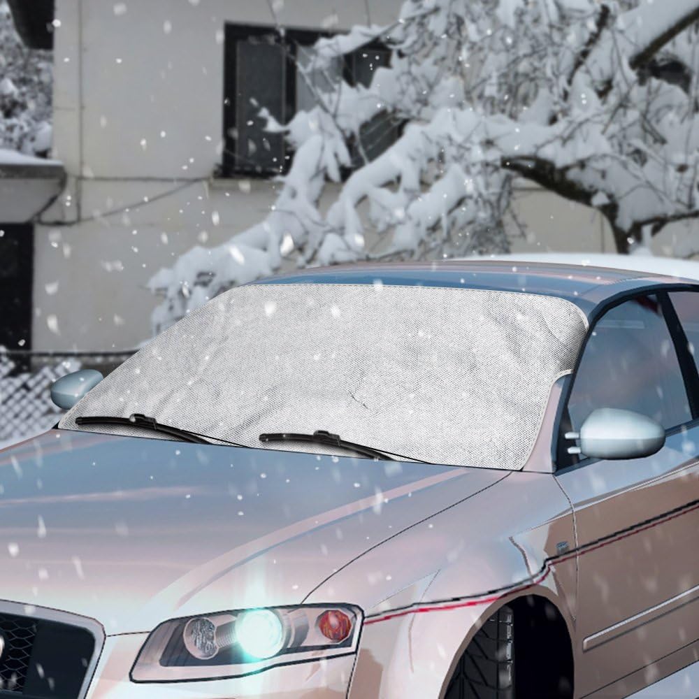 Topist Car Windshield Cover, Anti Snow Frost Ice Windscreen Protector Cover, Summer Car Sun Shield, Fits for Car, SUV, Truck ,Vans (A Free Car Ice Scraper Included) - 63*46.5inch