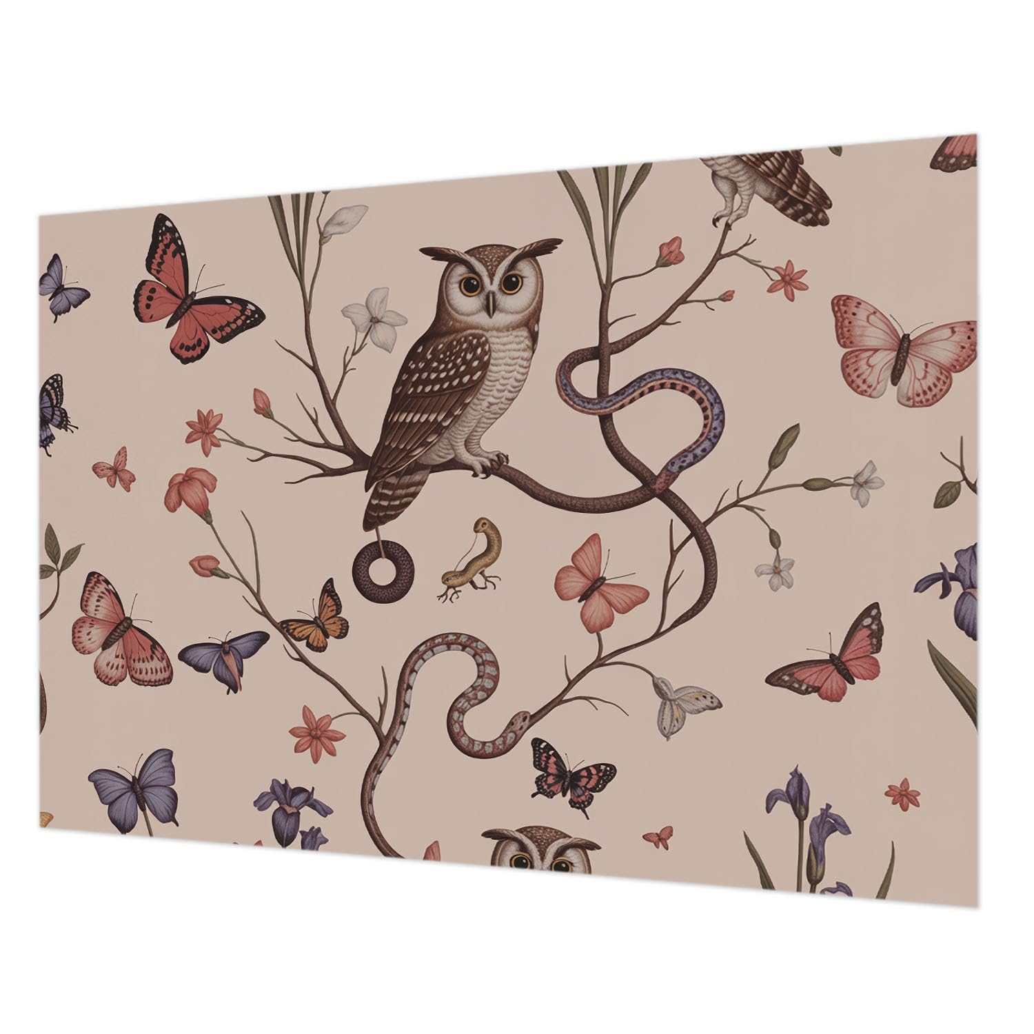Papier peint intissé lavable de haute qualité motif hibou