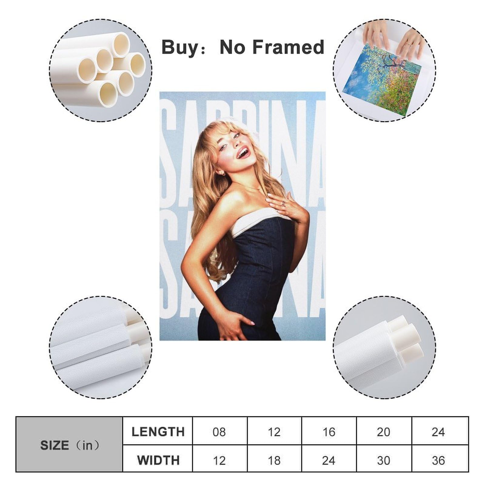 CHIMOSHEJI Sabrina Carpenter Poster Art Poster Wall Art Decorative Painting Bedroom Painting Poster 30x45cm Unframed Style : Sabrina de charpentier