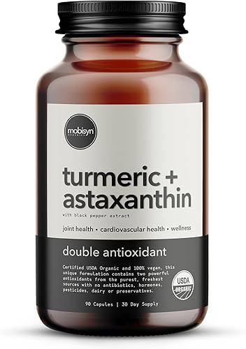 Astaxantina orgánica de triple fuerza 12 mg y cúrcuma 1500 mg, suministro para 30 días, extracto de pimienta negra antioxidante para absorción, 95%