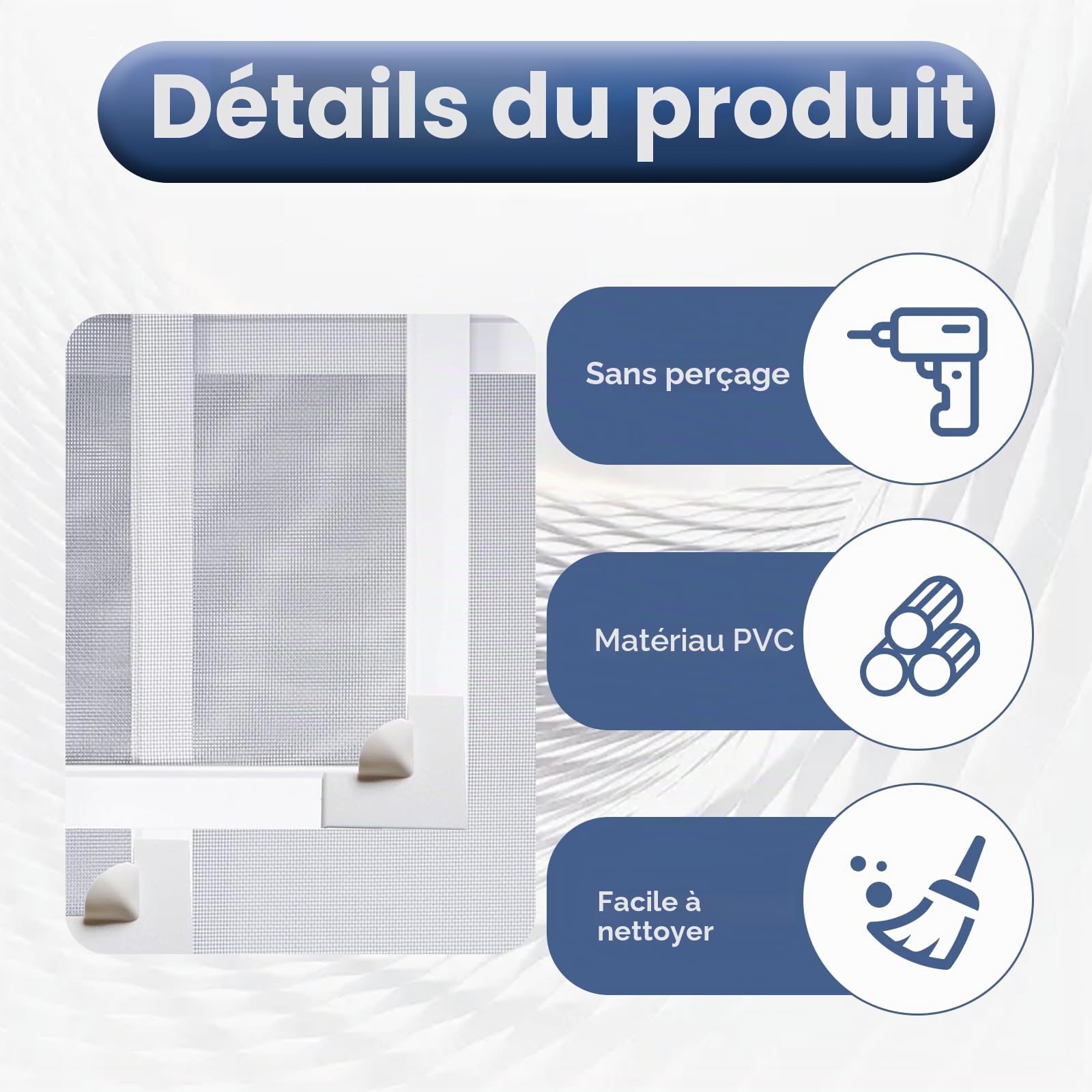 Bandes magnétiques pour fenêtre - Fixations autocollantes - 12 poignées d'angle, 6 clips coupe-vent pour des réparations sans couture, écran de fenêtre à faire soi-même