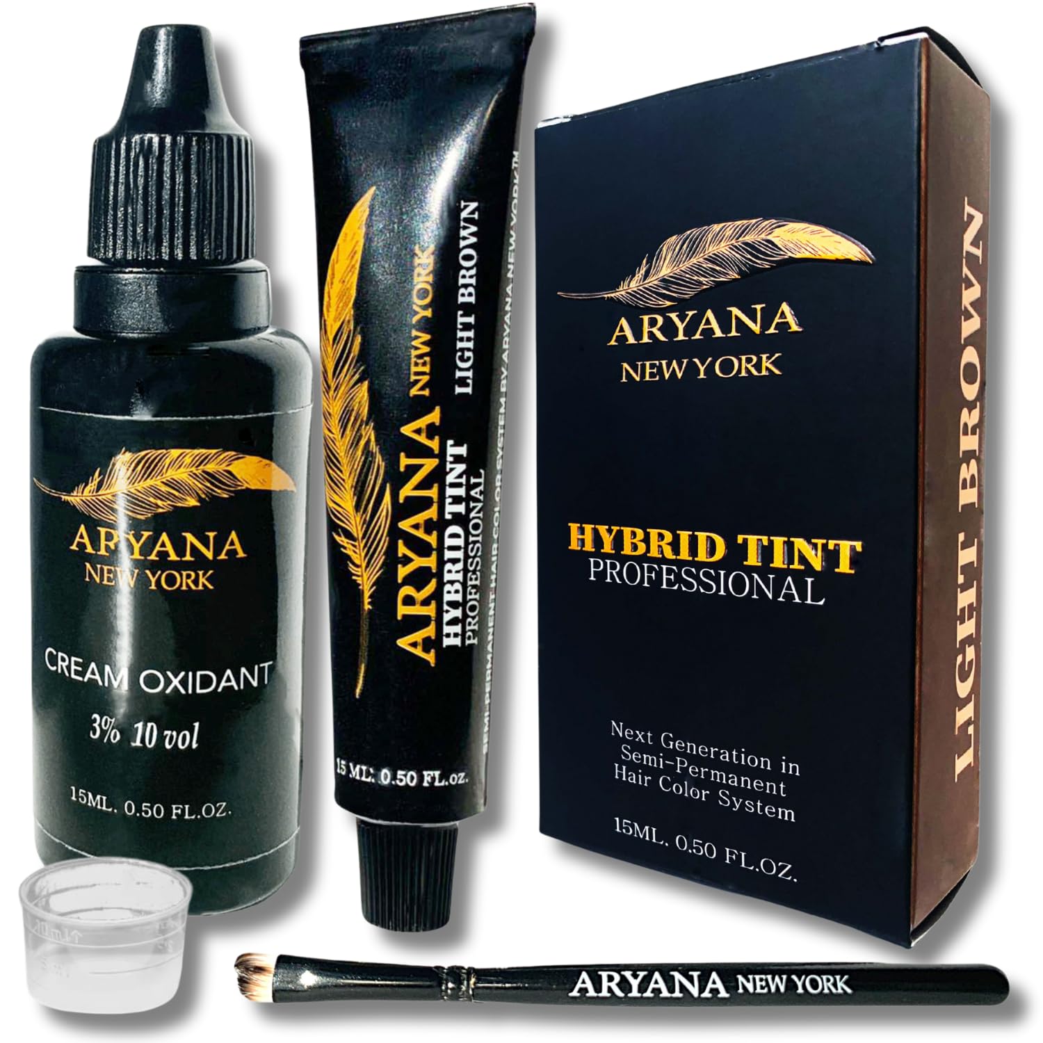 ARYANA NEW YORKHybrid Color Professional Kit | For Professional Spot Coloring | Cream Hair Color With Natural Effect (LIGHT BROWN)