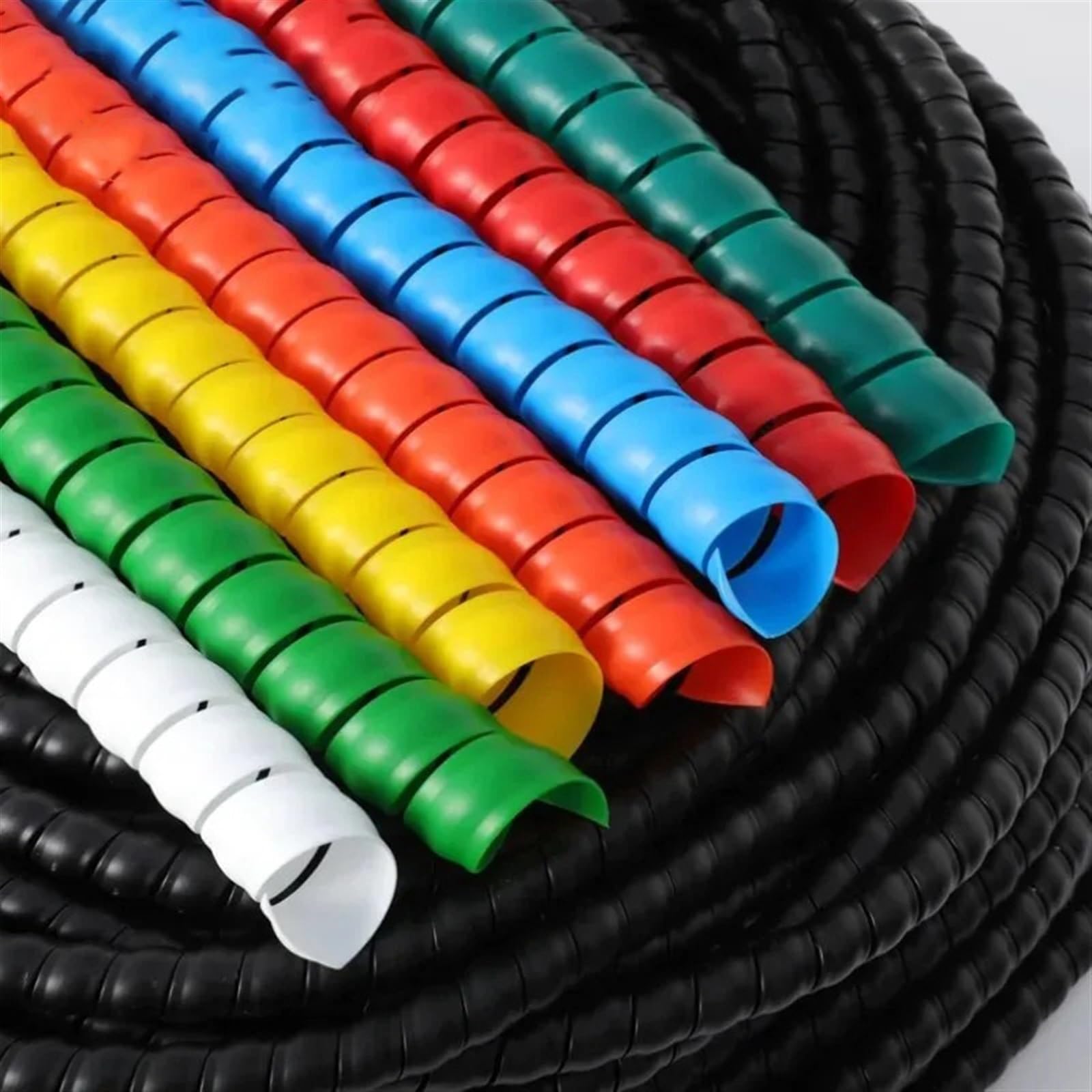 spiral protector 1pcs Cable Wire Protector Cover Tube 10mm to 45mm Cable Organizer Pipe Protection Sleeve Flexible Line Spiral Wrap Winding wraps cable(Black,ID 16mm 2 Meters)