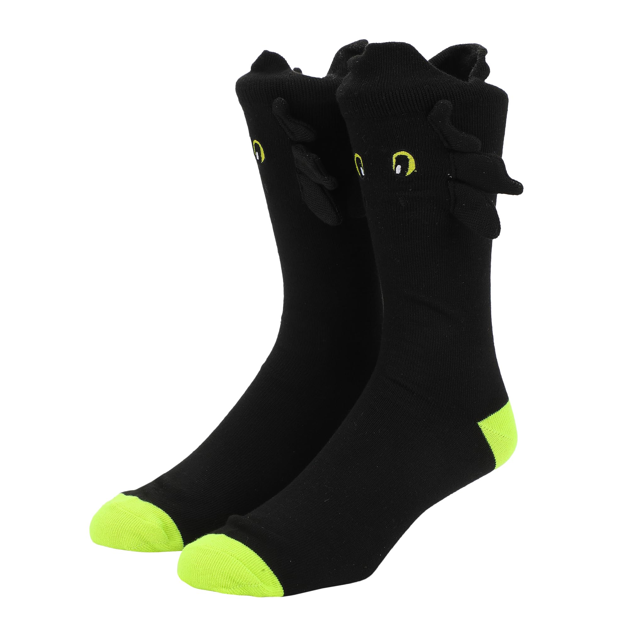 Bioworld How To Train Your Dragon Toothless Plush Character Heads Adult Black Casual Crew Socks -OSFA