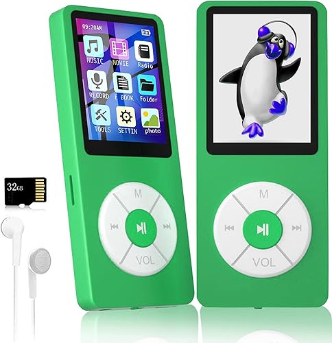 Reproductor de MP3 con tarjeta TF de 32 GB, altavoz HD integrado, reproductor de música de alta fidelidad portátil con videograbadora de vozradio