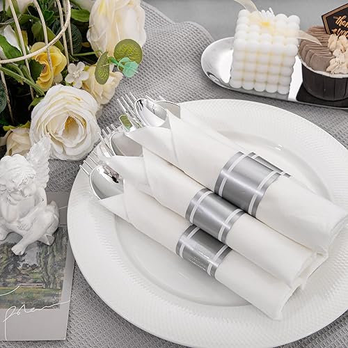 Vista 30 de Liacere Paquete de 30 cubiertos de plástico dorado – Utensilios de plástico dorado de alta calidad – Incluye 30 tenedores, 30 cuchillos, 30 Oro