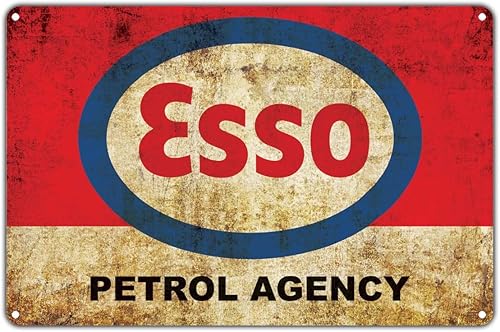 Esso Petrol Agency Oil Gasoline Gas Station Vintage Retro Metal Wall Decor Art Shop Man Cave Bar Pub Aluminio 8"x12" Letrero