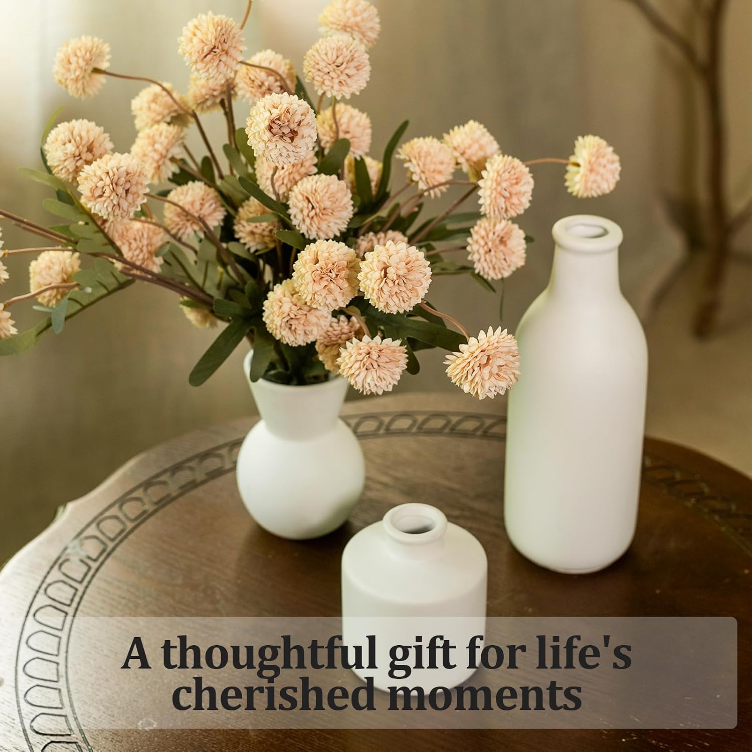 Ceramic Flower Vase, Small Vase for Centerpieces, Modern Vases for Home Decor- 3 Pcs