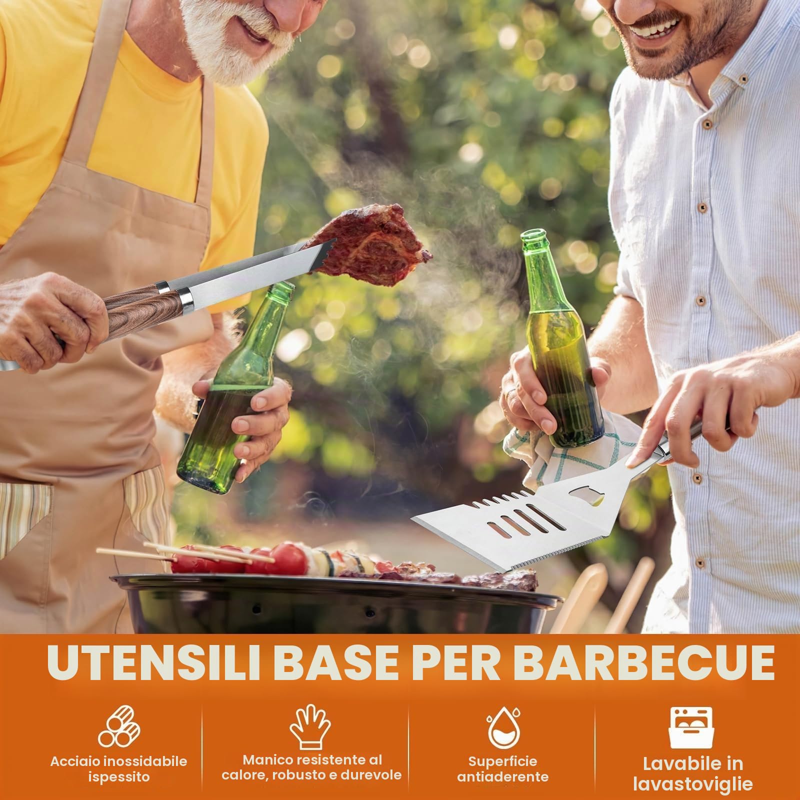 Set di posate per barbecue DRAGON RIOT in acciaio inox, set da 29 pezzi per uomini, regalo, set di accessori per barbecue premium con spatola in valigetta in alluminio, set di posate per barbecue di