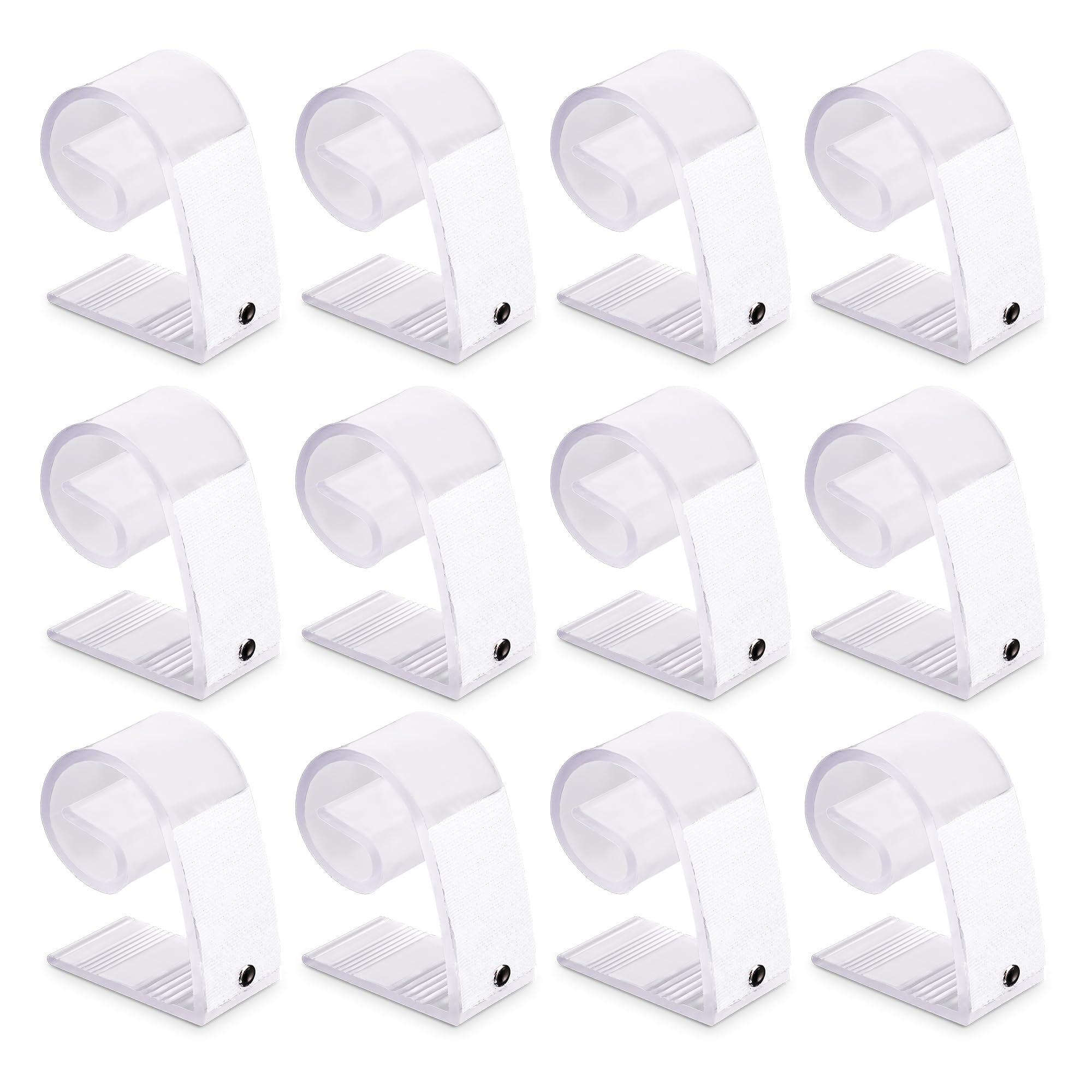 Trimming Shop Tablecloth Clips Transparent Plastic Clips With Hook & Loop Strips Table Cloth Holders for Wedding Banquet Outdoor Tables, Securing Table Skirts Cloths 4.5cm x 2.5cm x 4.5cm, Pack of 12