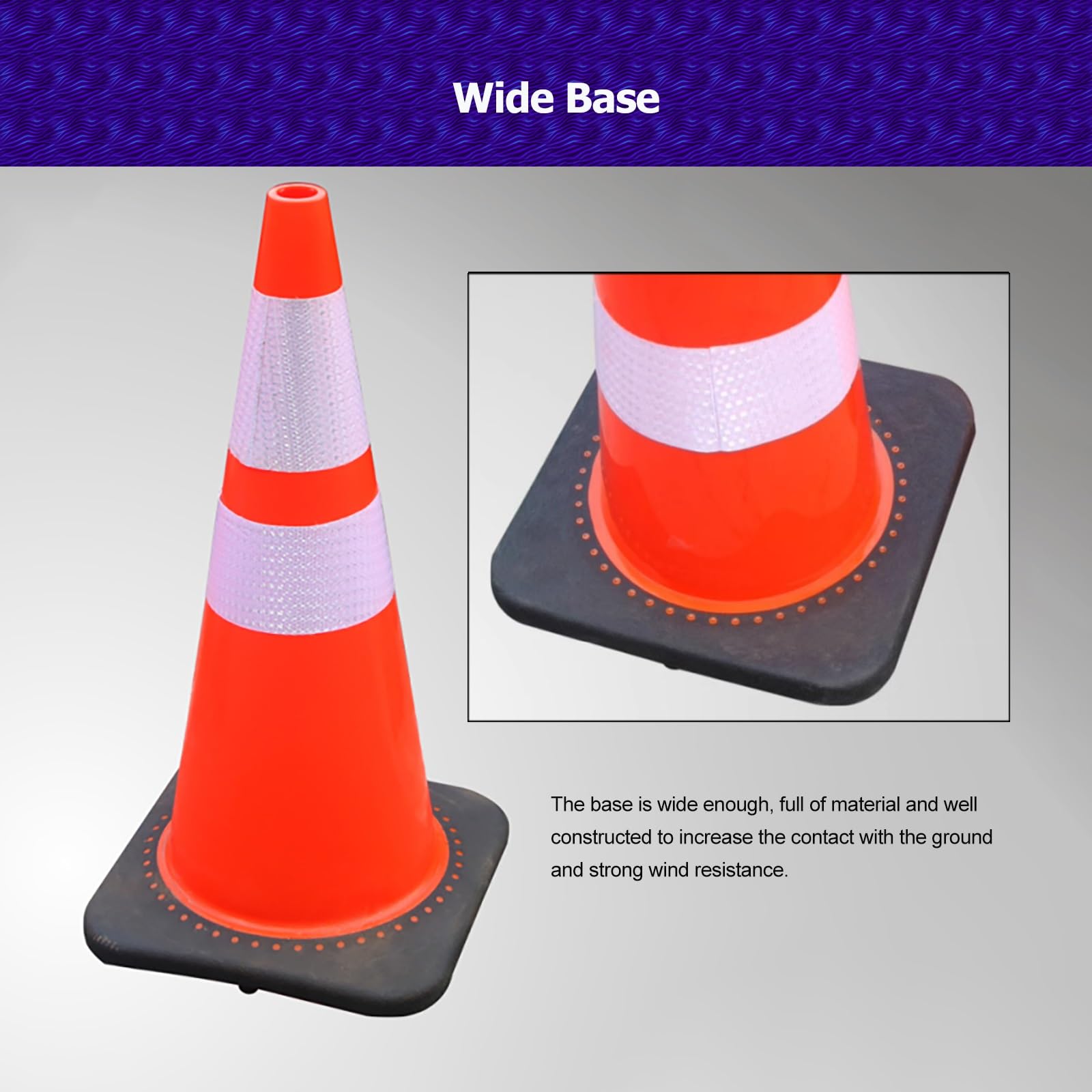 Poste señalizacion trafico 8 paquetes de conos de seguridad para estacionamiento en carretera, base de PVC, cono de tráfico de plástico flexible con collares reflectantes, para el hogar/calzadas(70cm/