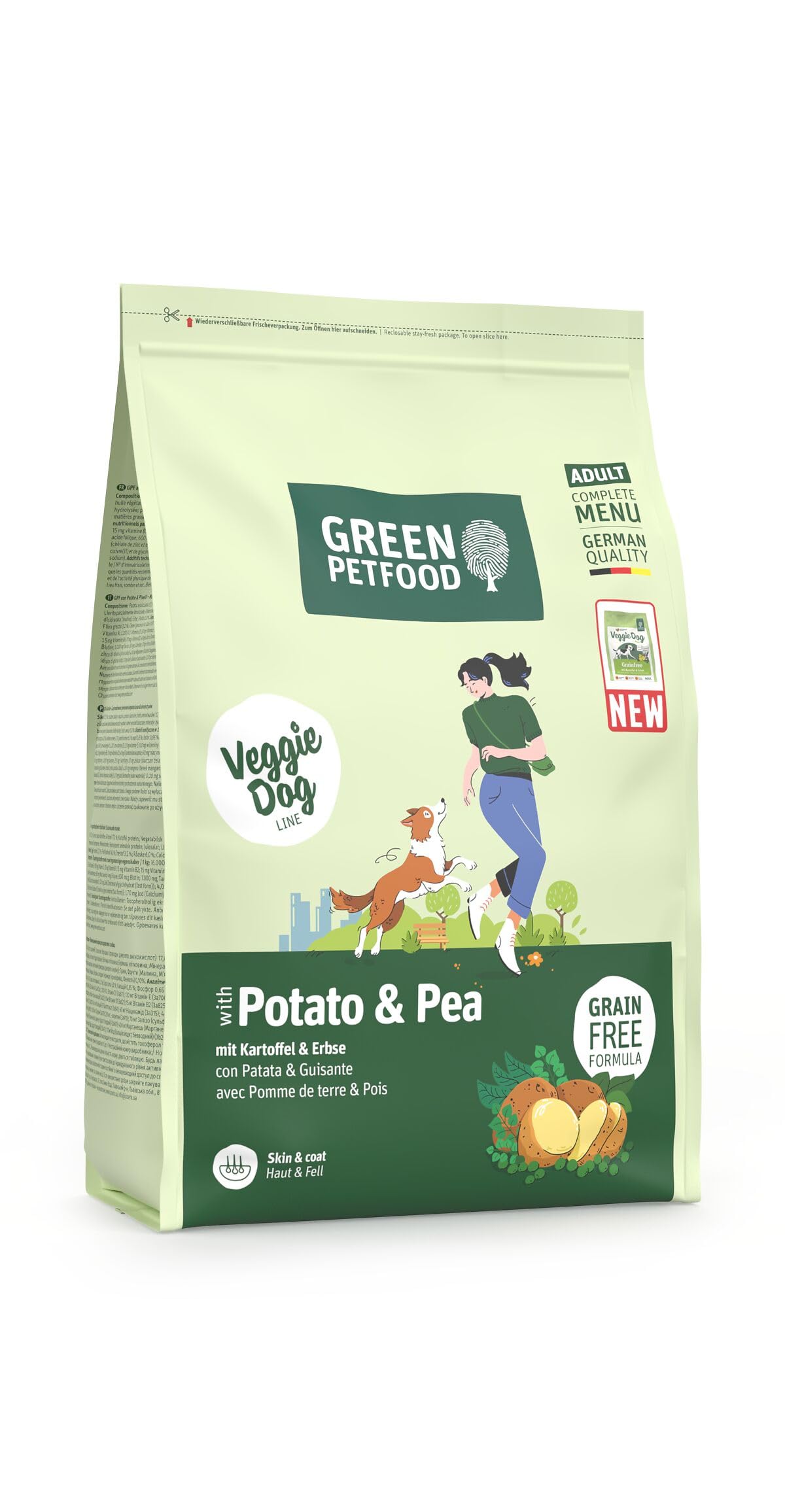 Green Petfood Potato & Pea complete dog food | Vegetarian grain-free recipe | All breed sizes | For dogs with allergies to meat protein | 3x3kg bags