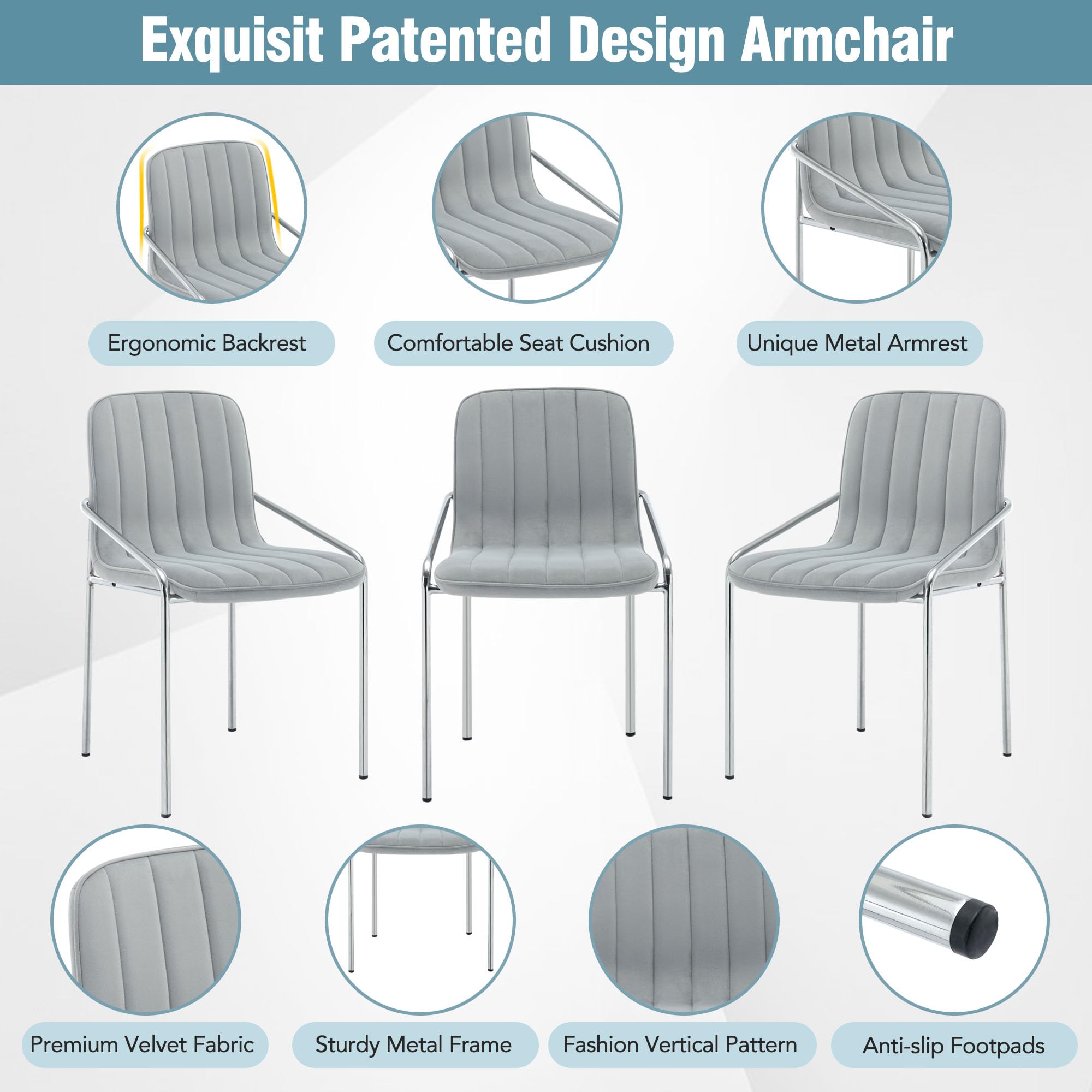 Set di 6 sedie da Pranzo girevoli di Lusso in Velluto con Gambe in Metallo - Design Elegante, Confortevole e Moderno per Sala da Pranzo, Cucina o Soggiorno.