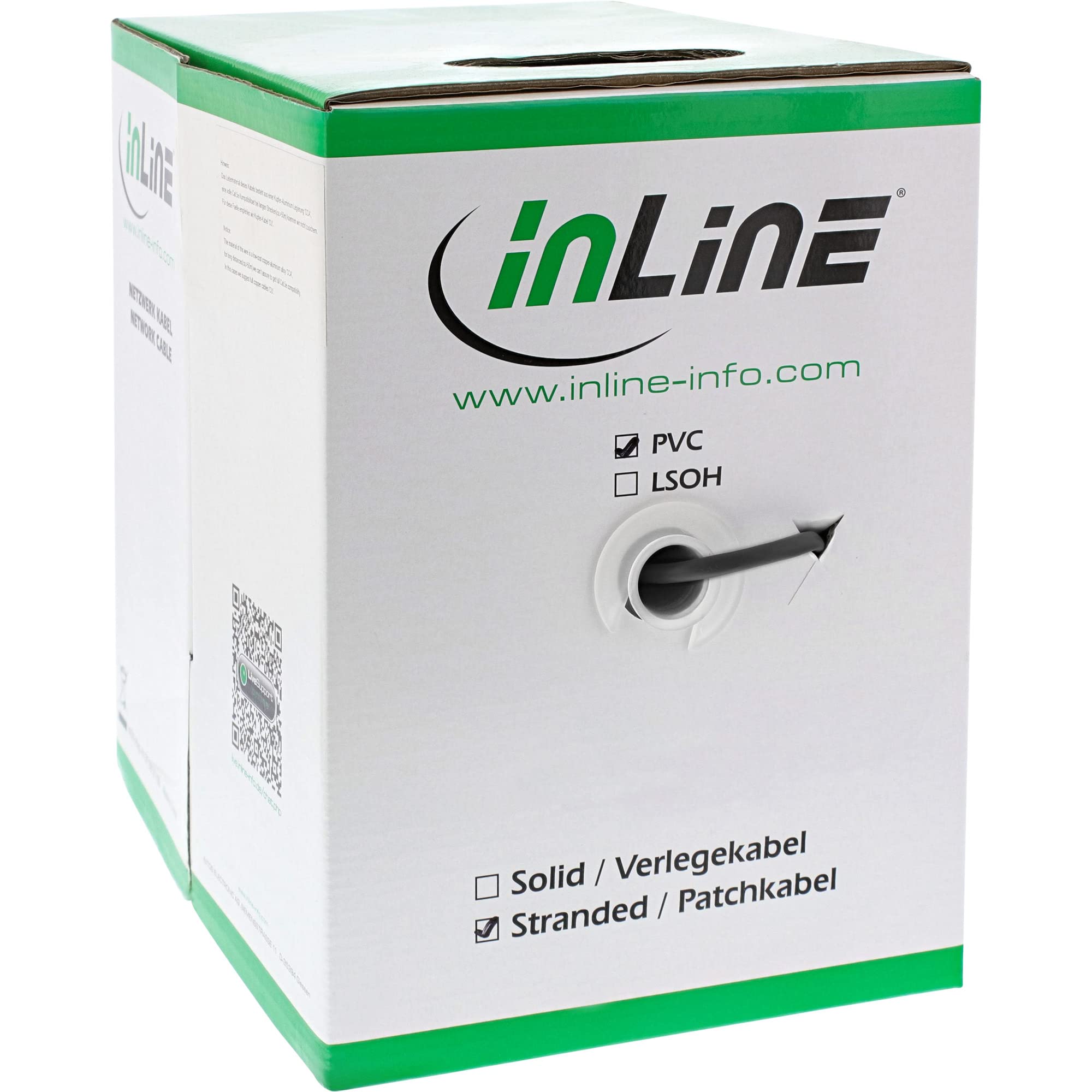InLine 20663 Cavo LAN Cat.5E, S/FTP, 4 x 2XAWG 26/7 Flessibile, CCA Lega Rame/Alluminio, Guaina PVC, Pull-Out Box 100M Nero
