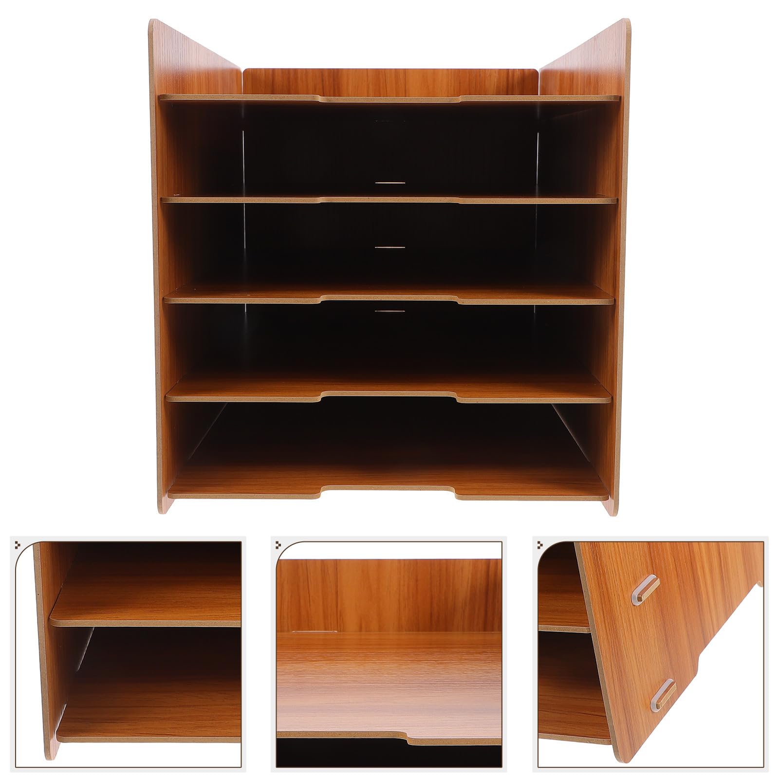 SUPVOX Organisateur de Documents en Bois à 5 Niveaux, Porte-Documents de Bureau en Bois Massif Couleur Brun Noyer, Trieur de Fichiers Vertical Multifonction pour Bureau, École et Maison,