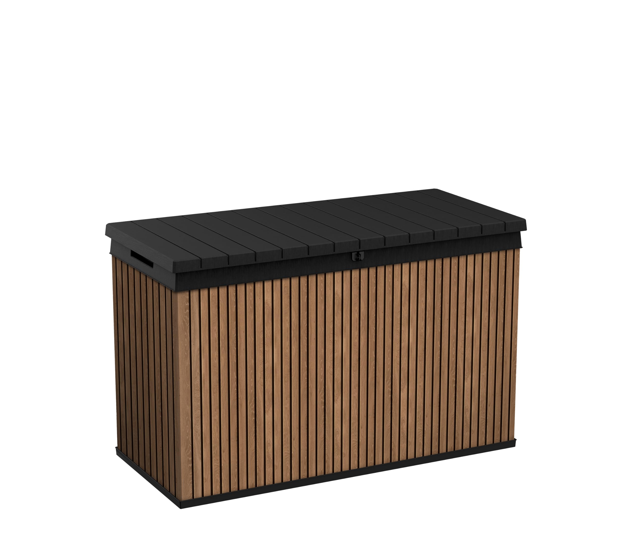Keter Auflagenbox/Kissenbox 662 Liter l 100% Wasserdicht l mit Belüftung dadurch kein übler Geruch/Schimmel l Moderne Holzdielenoptik l Deckel belastbar bis 300 KG (2 Personen)