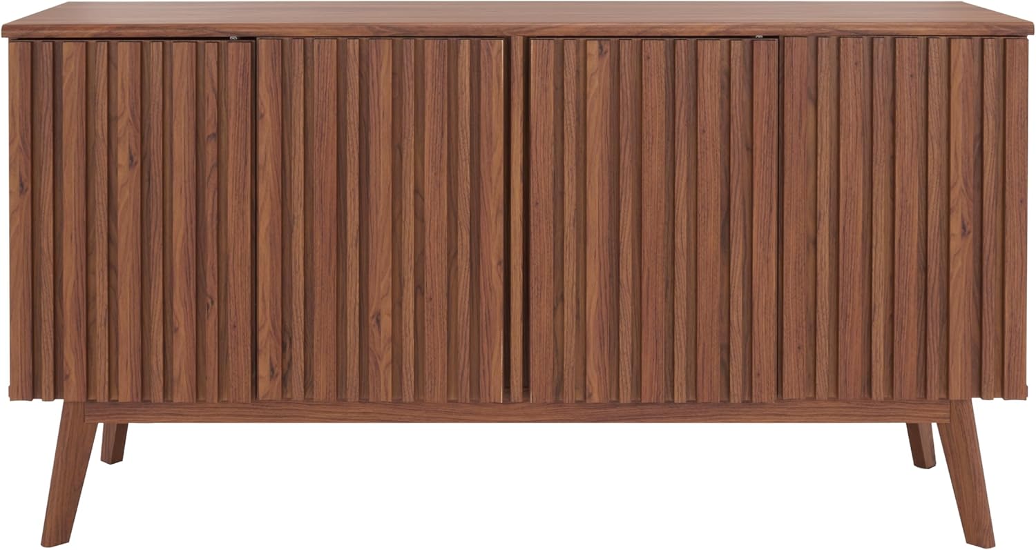 SAFAVIEH Helena 4 Door 4 Shelf MED9621 Media Stand, 62" W x 18" D x 32" H, Walnut