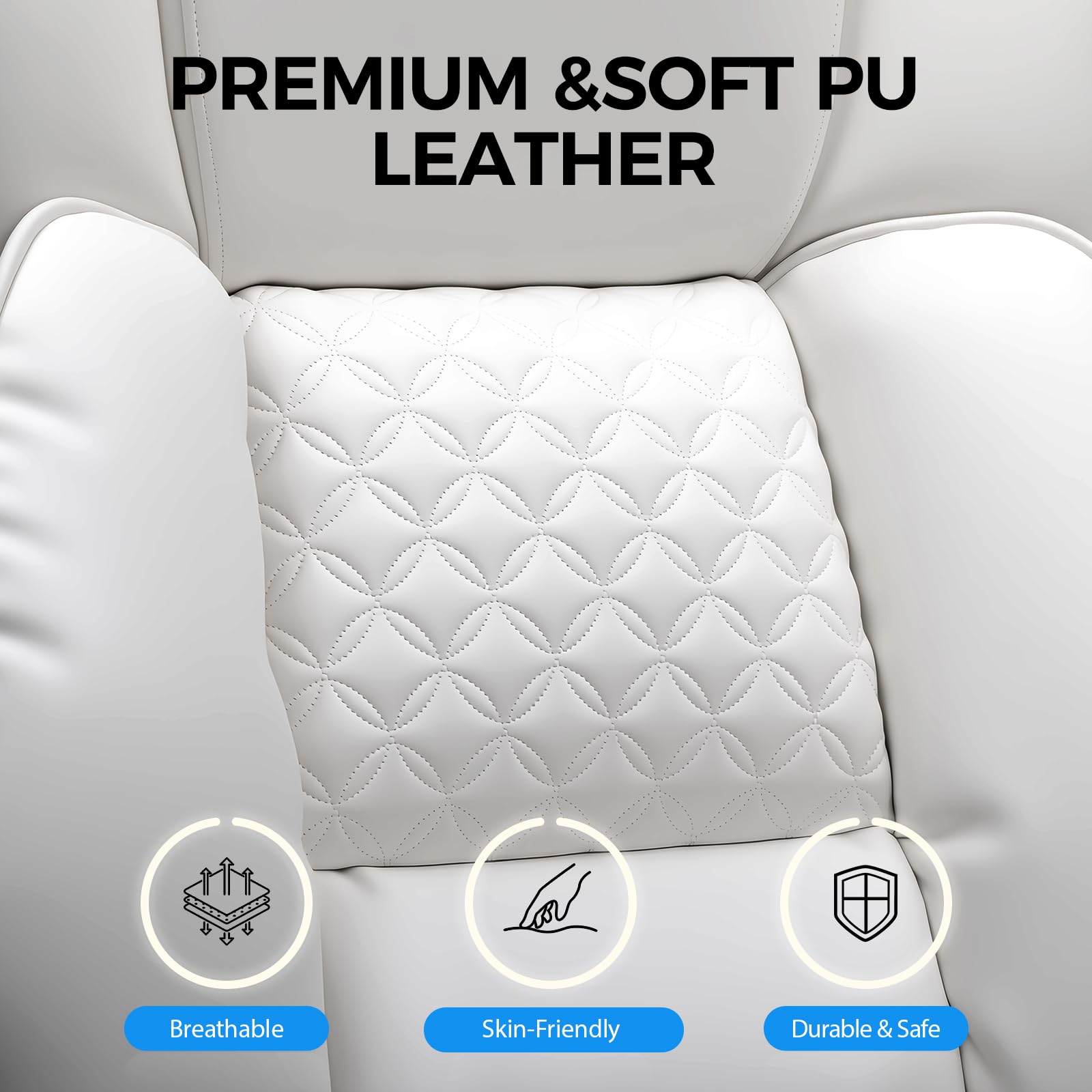 GTPLAYER Sedia da gaming, ampia sedia da ufficio con molla tascabile, sedia ergonomica per PC, regolabile e girevole con poggiapiedi, in ecopelle, 180 kg, bianco