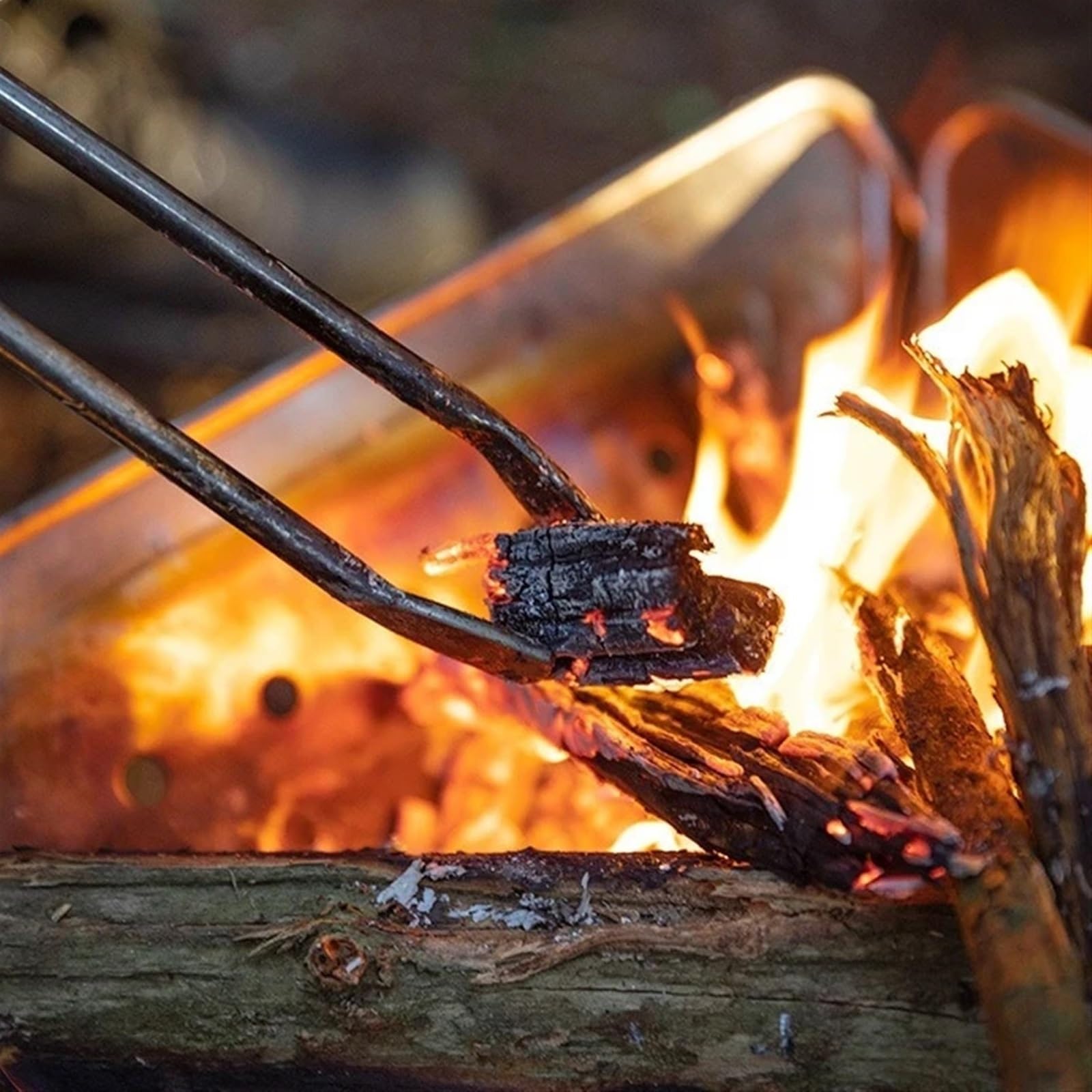 Verdickte Feuerzange aus Edelstahl mit Holzkohleclip Entenschnabel-Feuerzange Carbon-Feuerzange