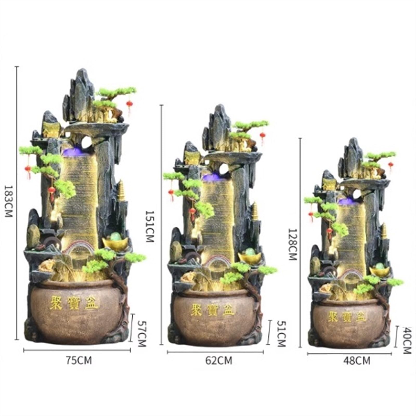 Jingzai202405 Indoor Floor Fountain Rockery Water Decoration, Living Room Courtyard Water Circulation Fountain Landscape, Office Decoration Fish Tank Water Fountain(M)