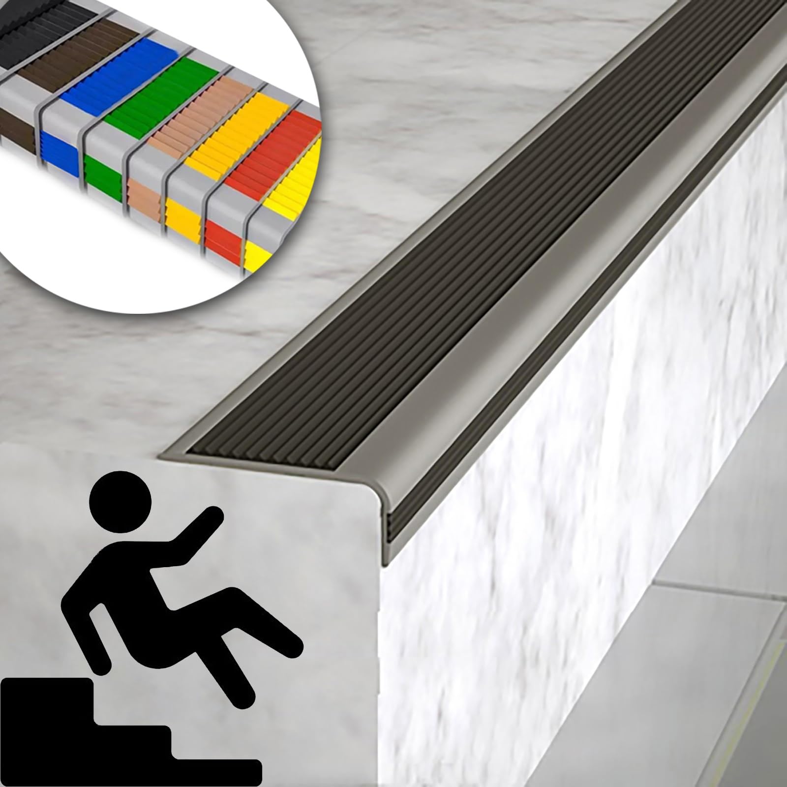 Non-Slip Step Edge Protector,Flexible Rubber Stair Edge Protector,indoor stair nosing Guard Strip,Self-Adhesive Stair Step Transition Strip,Safety Corner Edge Guard Strip,Fire retardant waterproof. (